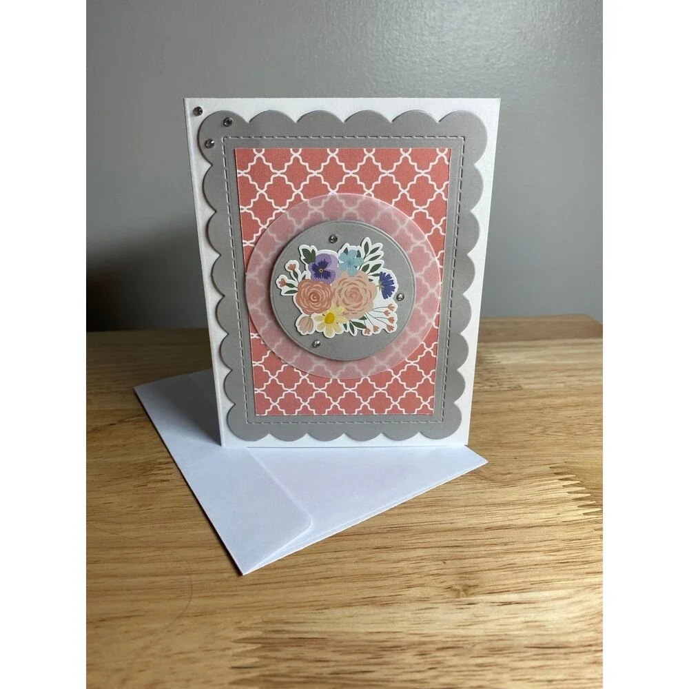 Handmade Spring Greeting Card A2 Floral Card Blank Inside w/ Envelope